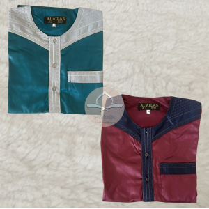 Qamis Al-Atlas satiné bicolore - manches courtes - enfant